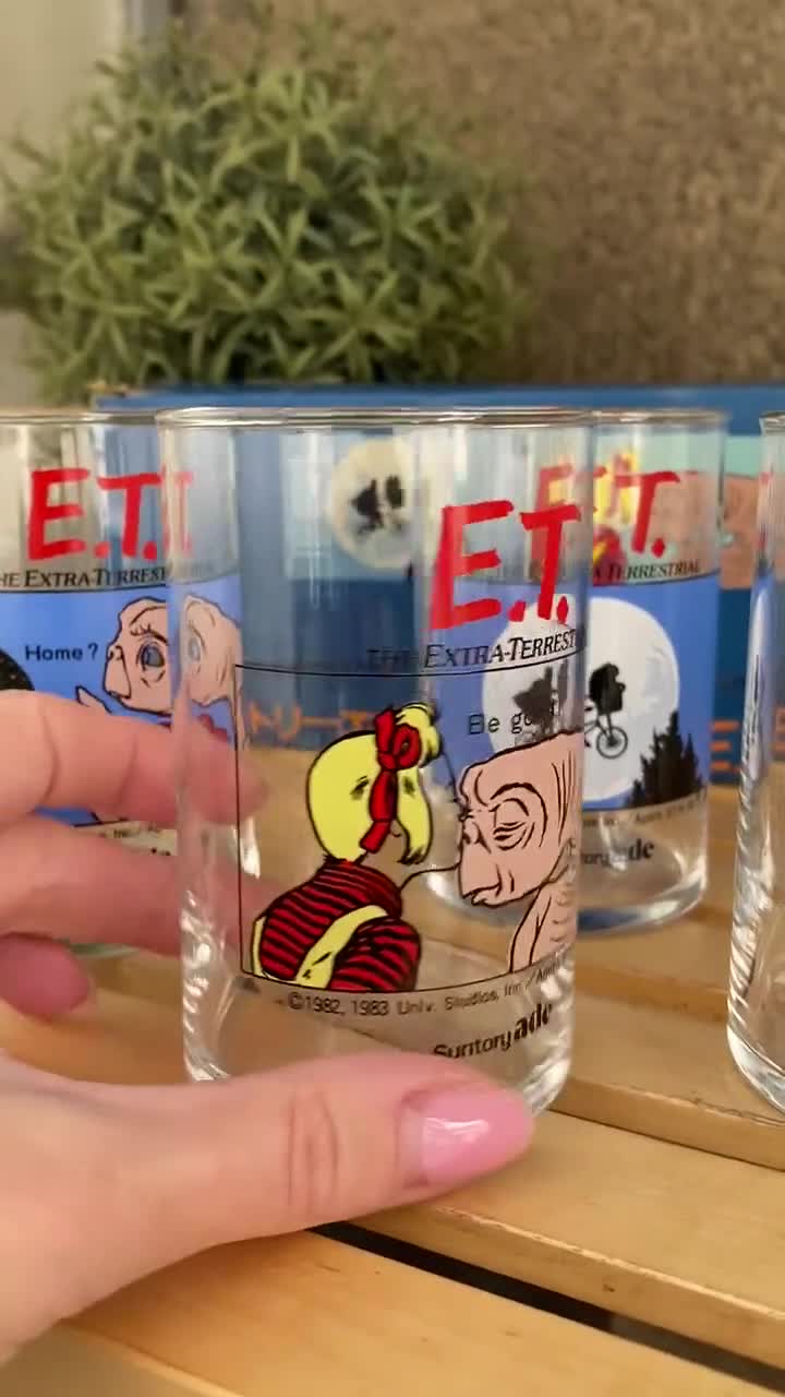 Rare Vintage ET Extra Terrestrial Drinking Glass Set of 5 Japan