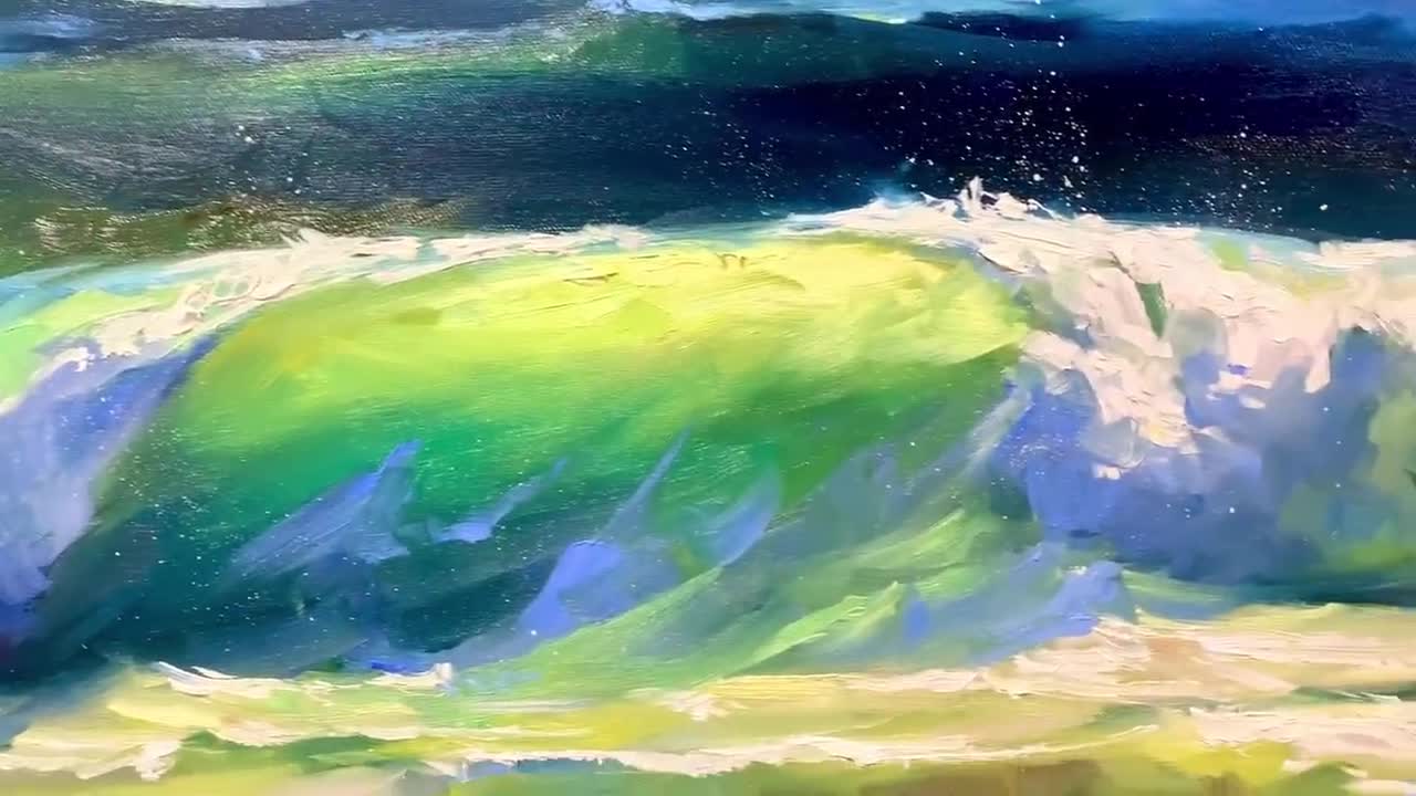 オリジナル絵画 - 「海のカーテン」、波の絵画、波のアートワーク、波