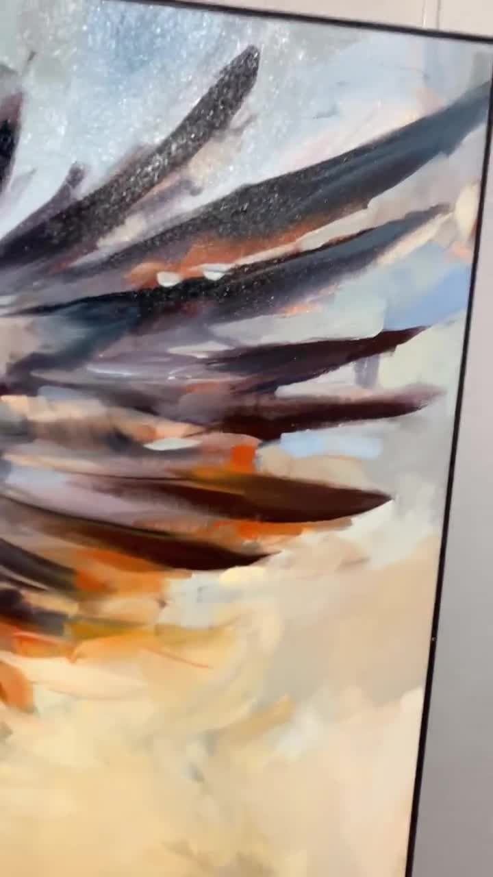 オリジナル絵画 Young Seer 48x48インチ、キャンバスに描かれたカラス