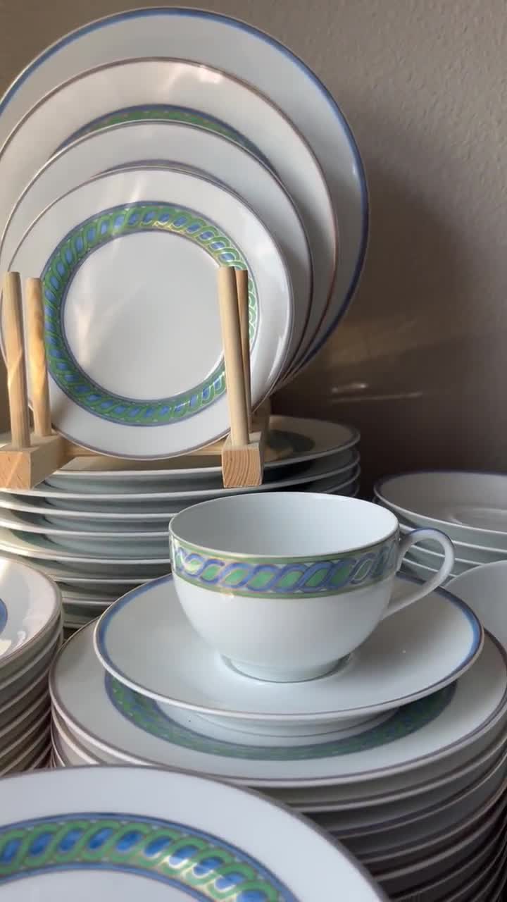 Christofle Paris China Torsade Bleu Pattern Dinnerware, Dinner