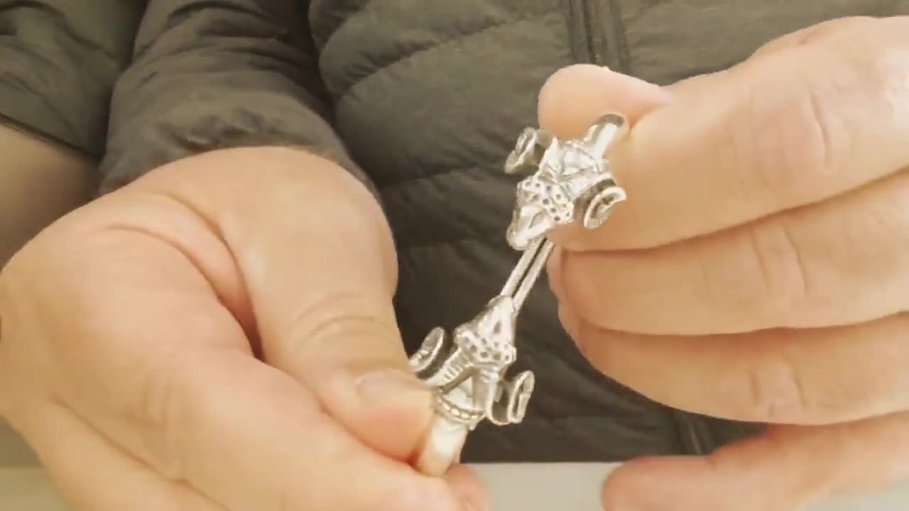 羊の頭のブレスレット、スターリングシルバーのアニマルカフ、ユニ