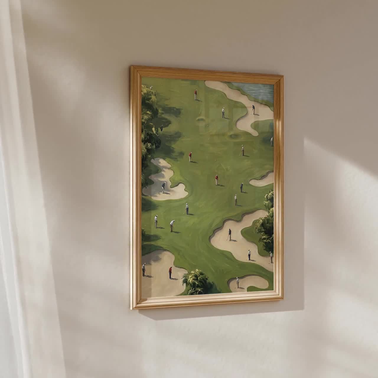 Tiny Golfers Art Print | Minimalist Vintage Green Abstract Golf