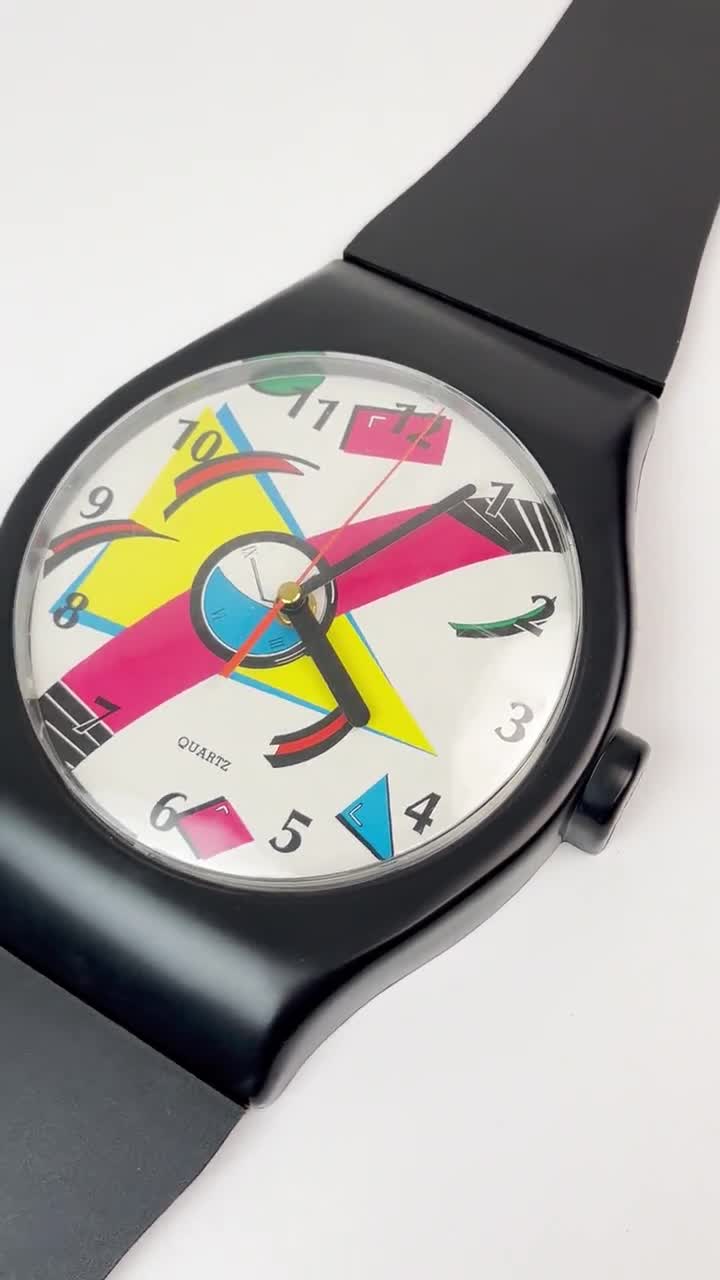 Rare Postmodern 80s Pop Art Colorful Dial XL Memphis Age Wall