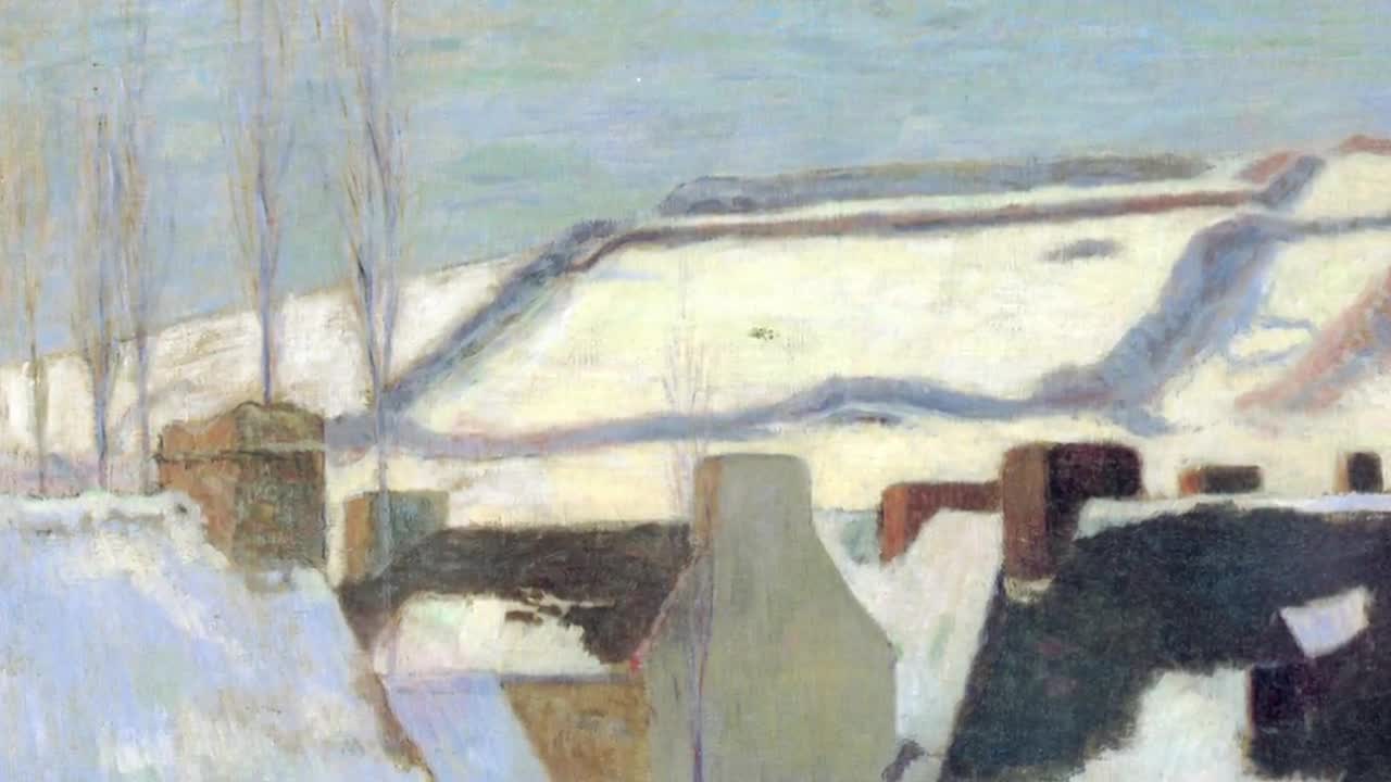 ポール・ゴーギャン ポン・タヴァンの雪景色 1888年、冬枠テレビアート