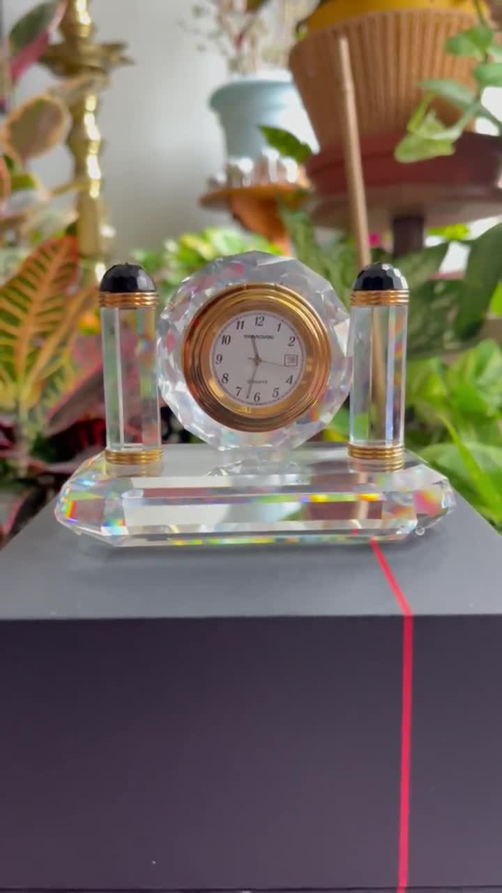 Swarovski Crystal Belle Epoque Desk Mantle Clock Jet Retired - Etsy