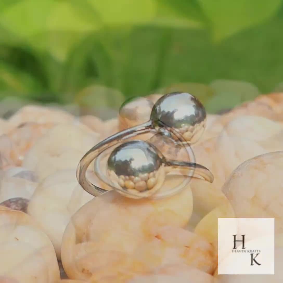Double Ball Ring, Handmade Sterling Silver Ring, Women Jewelry