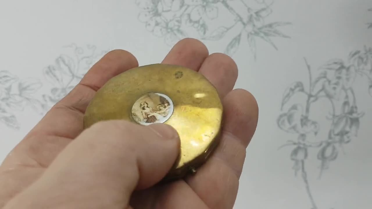 Vintage Yardley Compact Mirror, Art Deco Gold Tone Powder Compact