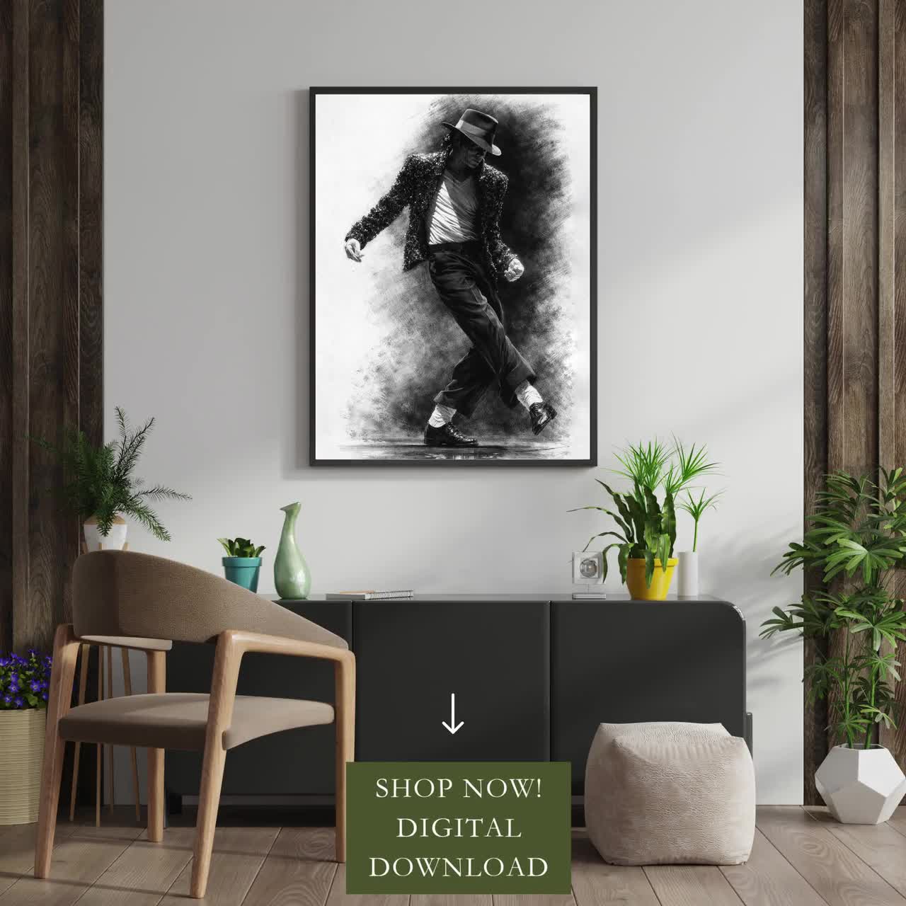Michael Jackson Dance Art Print, King of Pop, Moody Home Decor