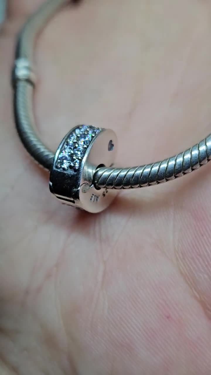 PANDORA スパークリングアークスオブラブ ハートクリップ クリアCZ