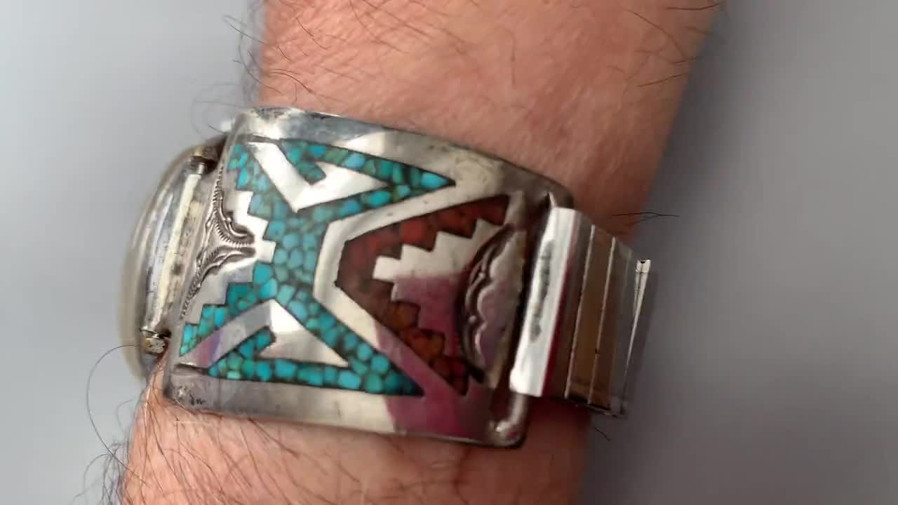 Navajo William Singer Sterling Watch Tips MENS GRUEN PRECISION