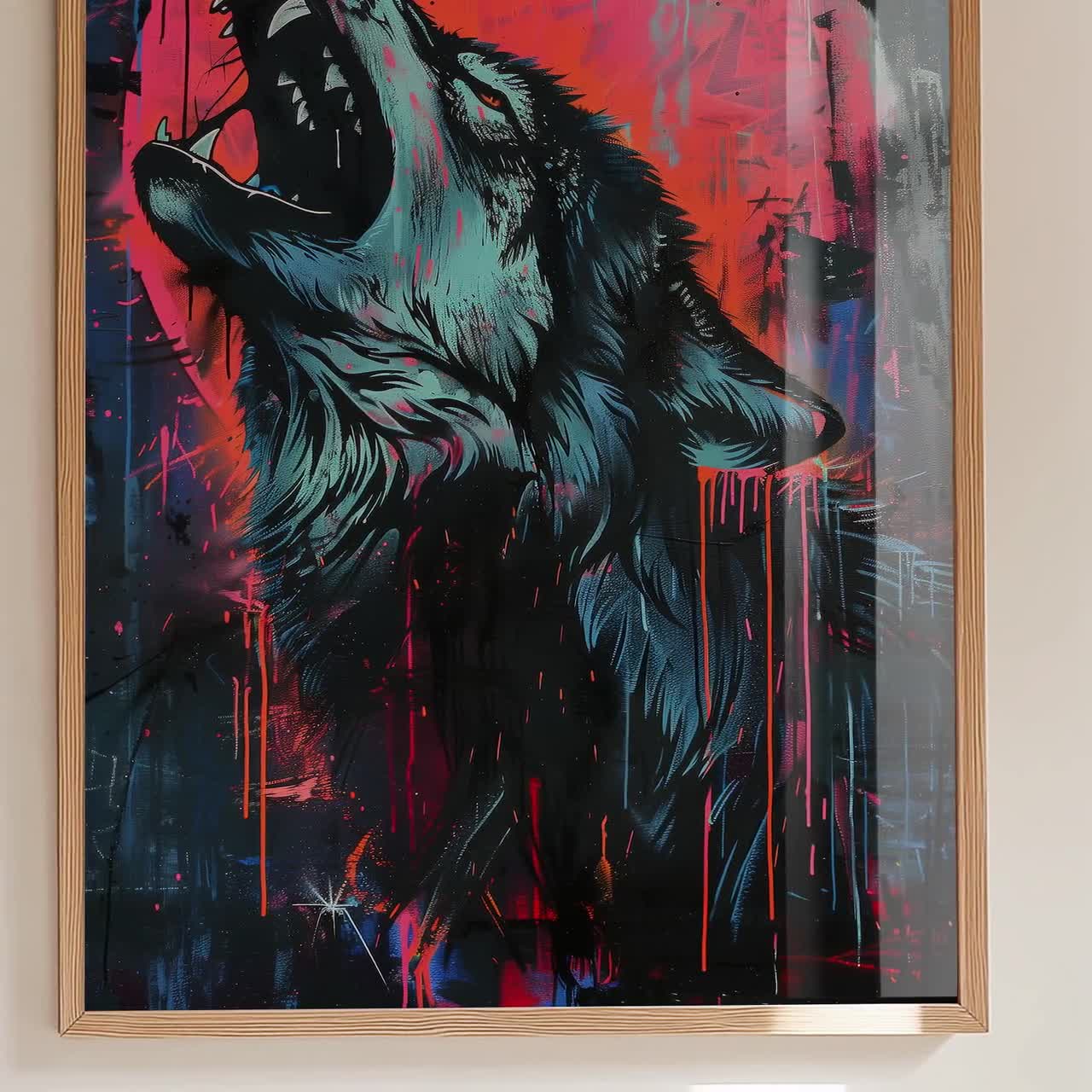 Neon Wolf Graffiti Art Print: Urban Street Art Animal Poster - Etsy