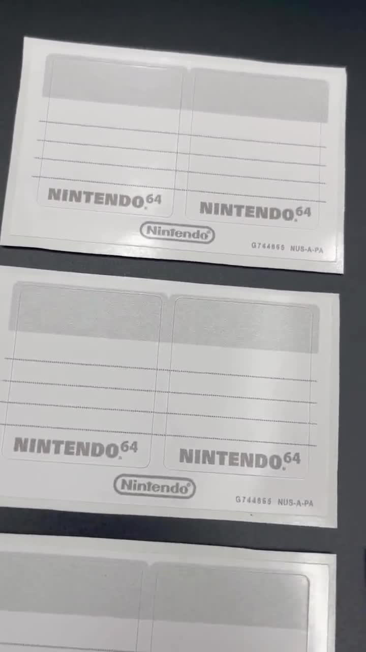 ニンテンドー64（N64）コントローラーパック用メモリーカードラベル