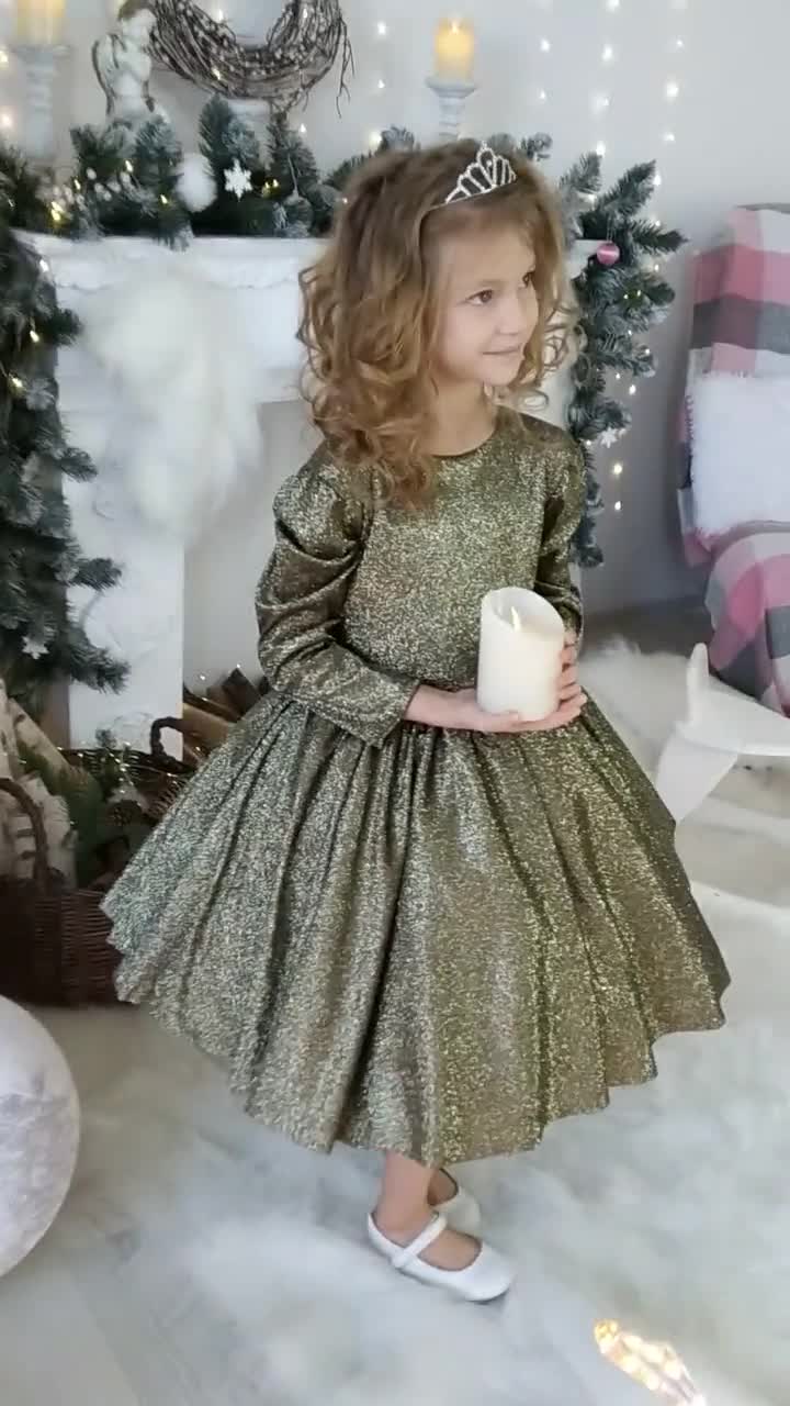 infant gold christmas dress baby girl gold, Sparkling girls dress gold, Shiny baby dress, Party wear, Pageant little princess gown, Super Sale -50% Party dress