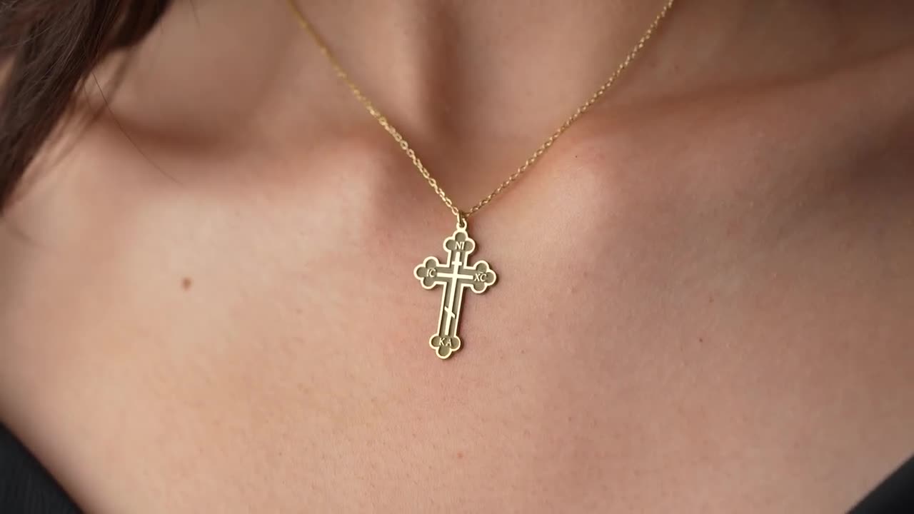 Orthodox Cross Necklace IC XC Nika Christian Jewelry Catholic