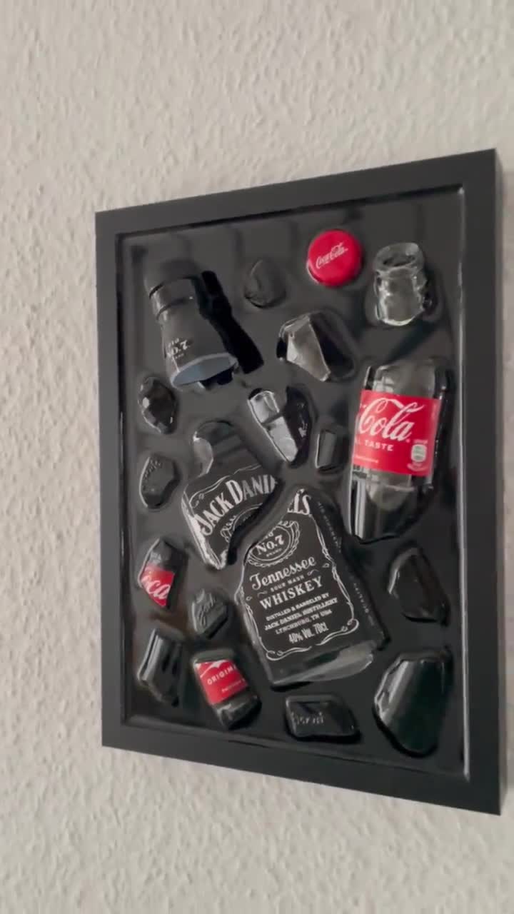 Jack Daniels / Coke - Gift Idea / Broken Bottle Art - Etsy