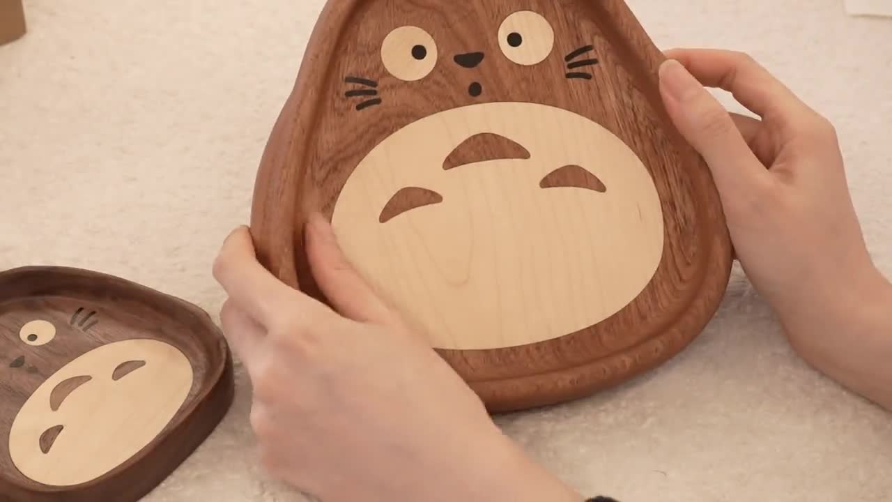 Wooden Totoro Storage Tray, Totoro Jewelry Dish, Wooden Valet Tray