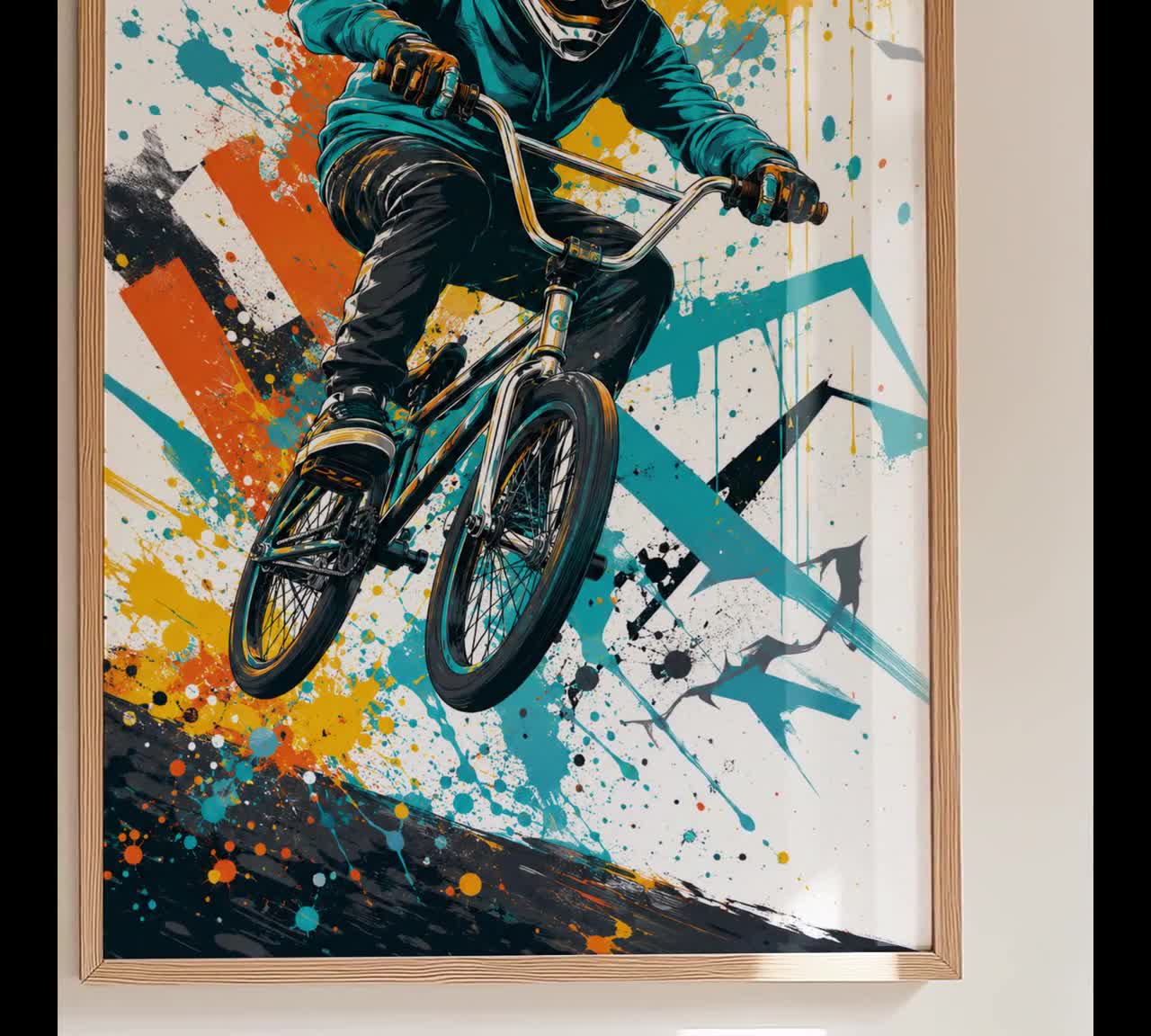 絵画 bmx BMX Poster, BMX Rider Print, Urban Sports Wall Art, Bike Artwork