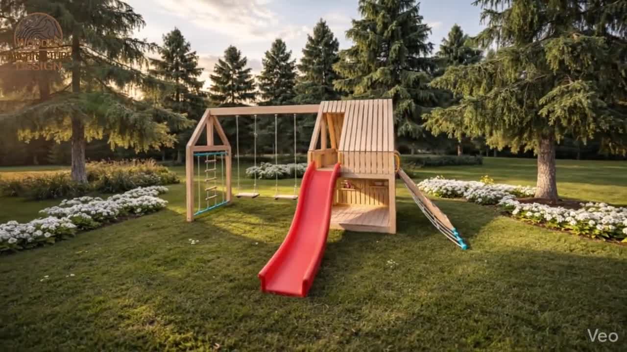 子供向けプレイハウスの設計図、木製デッキのツリーハウスの設計図