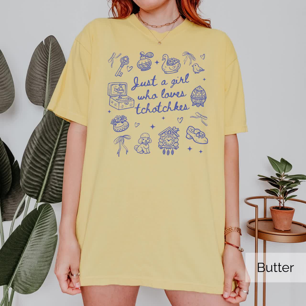Just a Girl Who Loves Tchotchkes Shirt, Thrift Lover Comfort