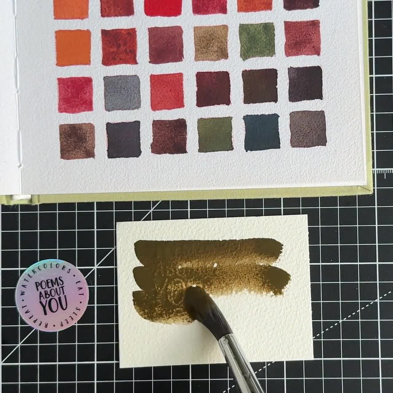 手作りのローアンバーグリーン系の水彩絵具 - ハーフパン - 手作り水彩