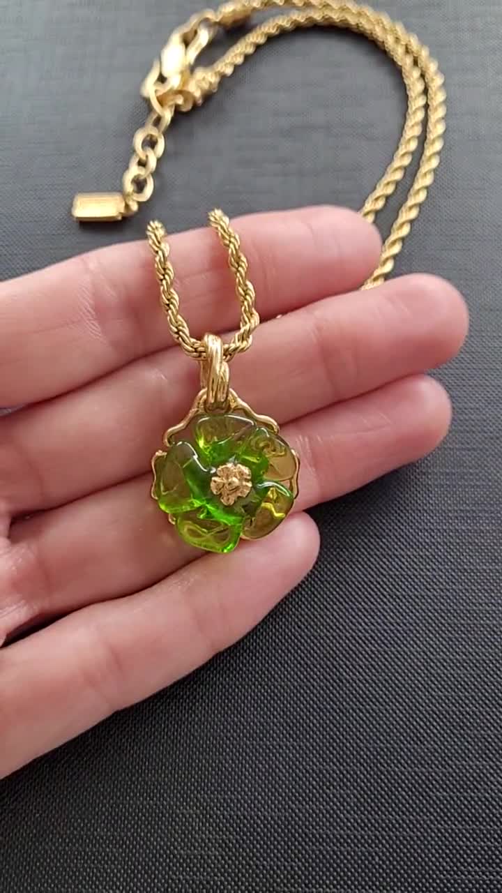 Kenzo Paris - Vintage Glass Flower Pendant Necklace - Etsy