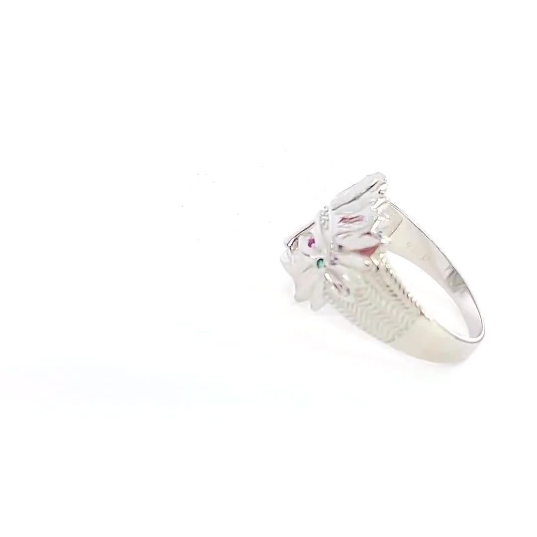 Sterling Silver 925 Native American Chief Ring With Cubic Zirconia