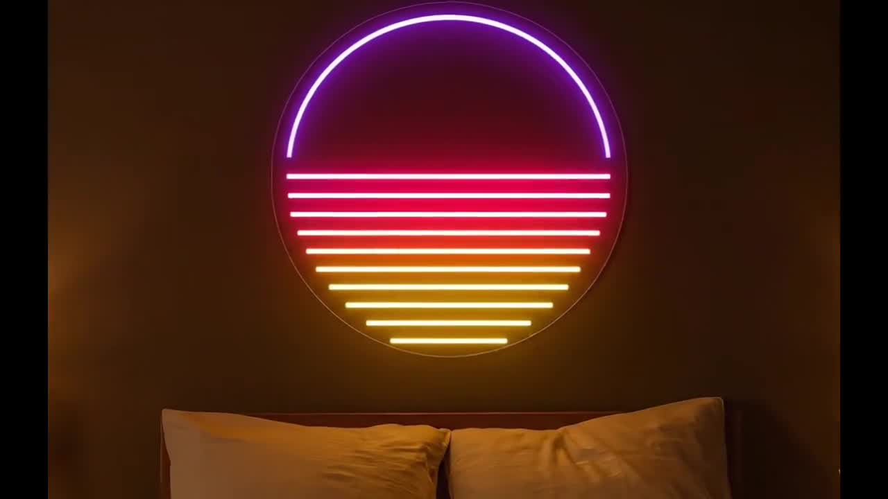 Vaporwave LED Neon Sign, Synthwave Sunset Wall Light for Gamer