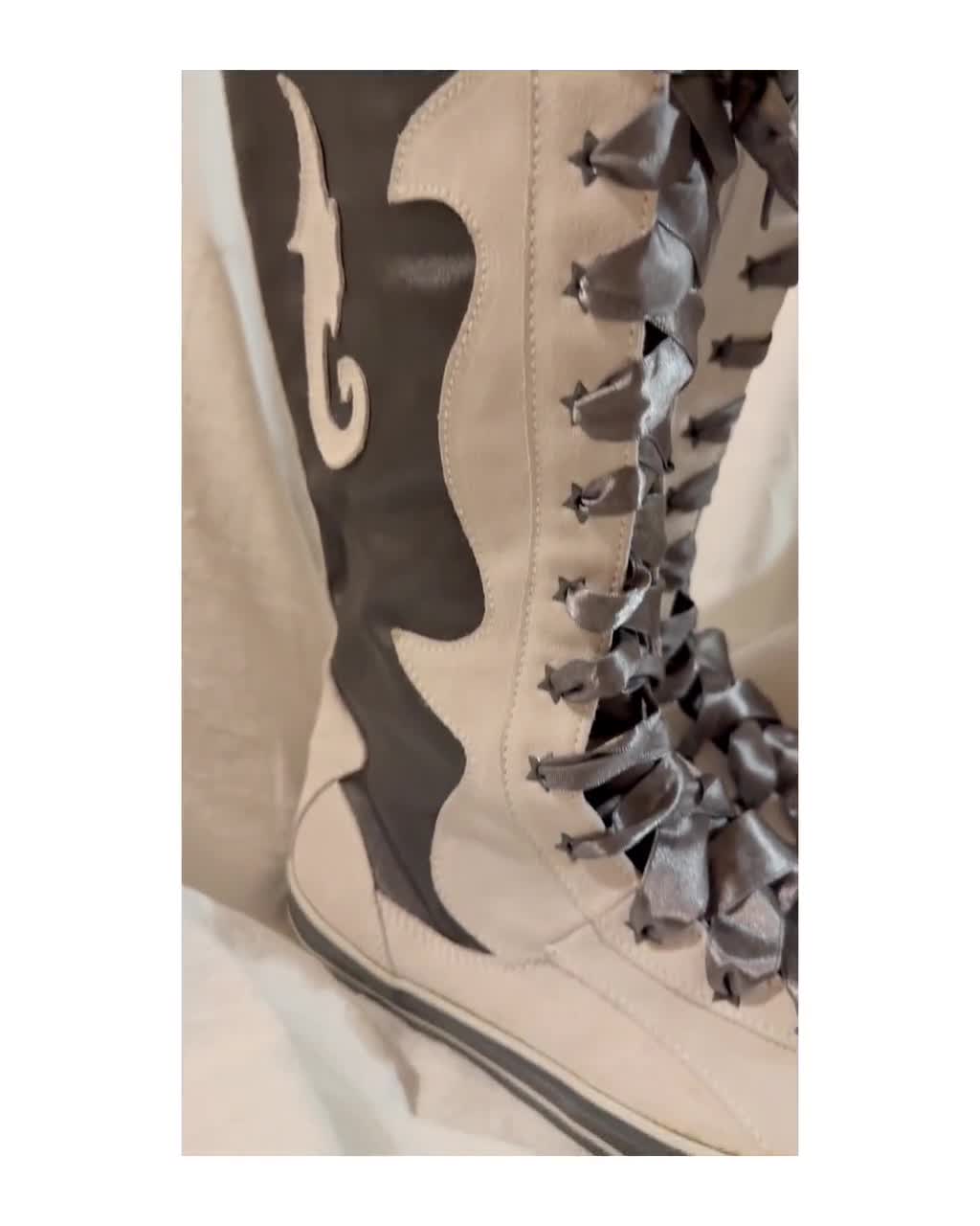 Diesel Y2K Knee High Lace up Boots EU 41 | 2000s Tribal Suede