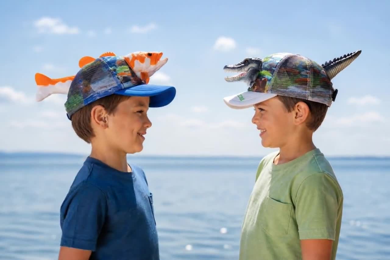 Kids 3D Fish Hat Personalized, Ocean Animal Trucker Cap, Custom