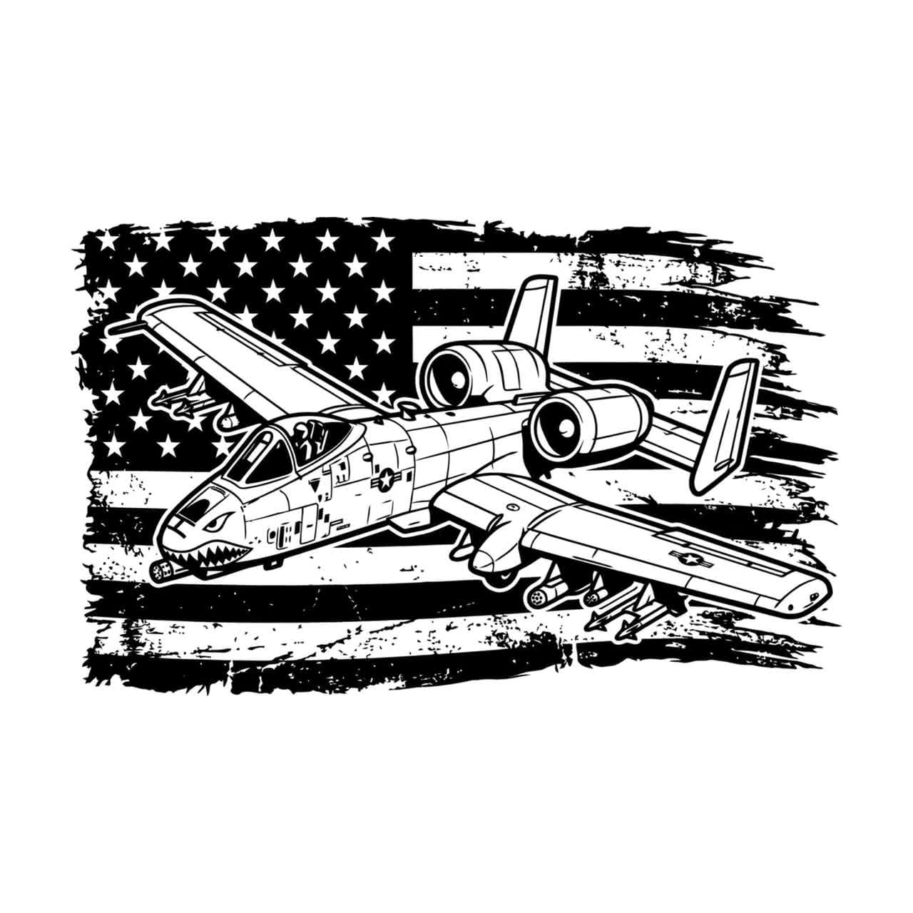 A-10 Thunderbolt Warthog American Flag SVG, PNG, Military Jet