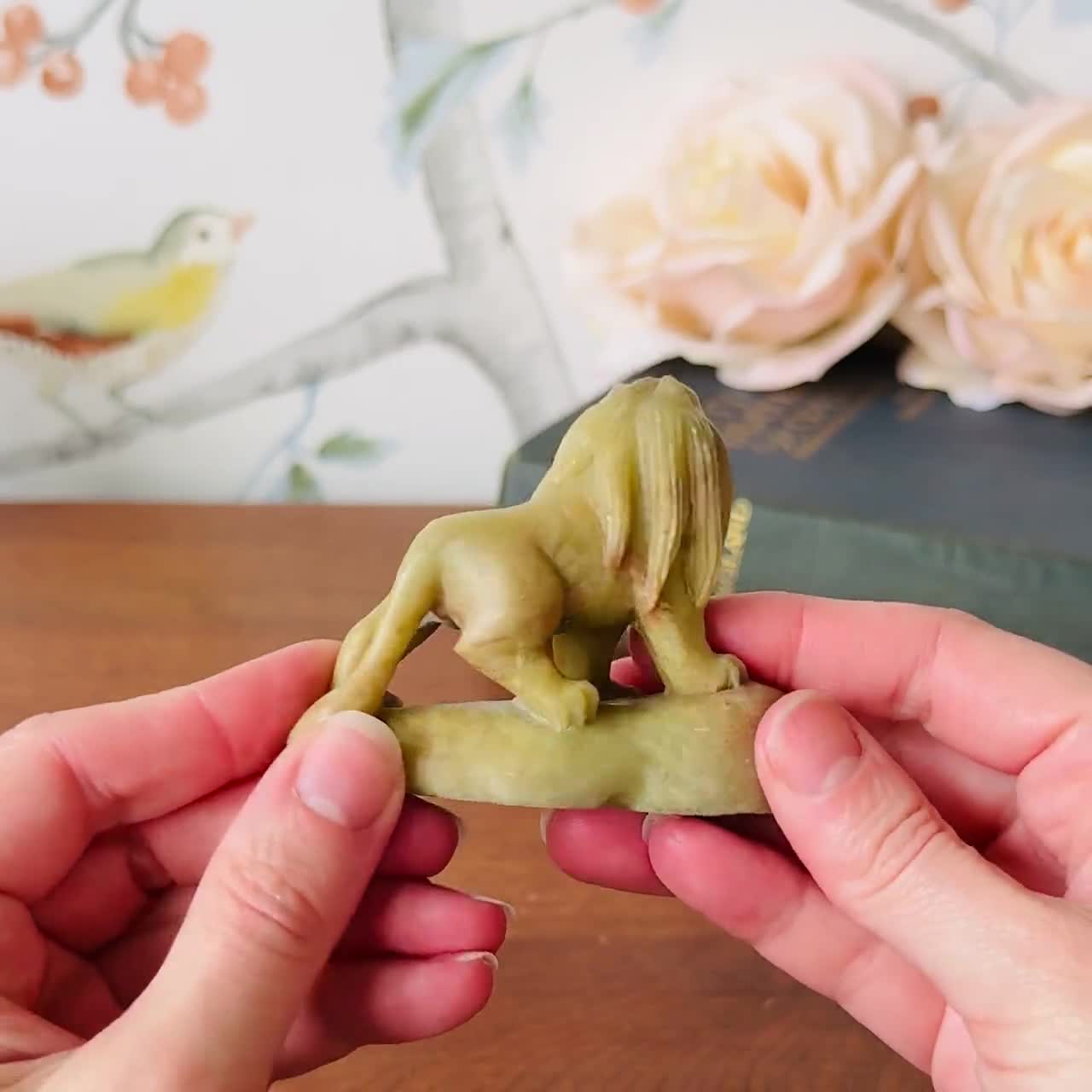 Antique Hand Carved Soapstone Lion Figurine: Asian Art Collector