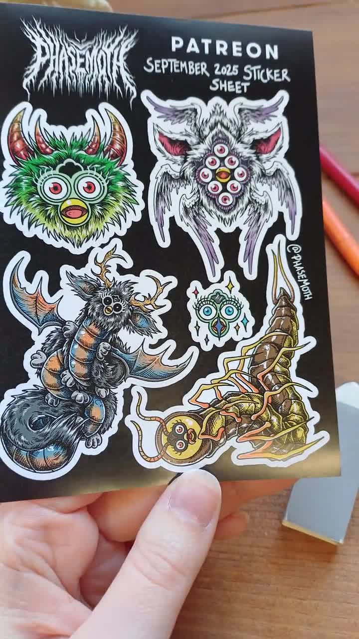 Horror Furby A6 Vinyl Sticker Sheet: Longboi, Seraphim, 90s Furb