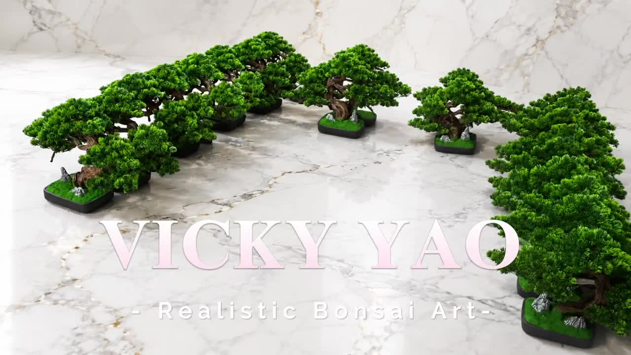 VICKY YAO 人工盆栽 日本松盆栽装飾 禅卓上彫刻 ホテルロビー装飾