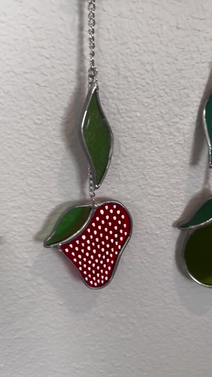 ステンドグラスの吊り下げフルーツと葉 - Etsy 日本