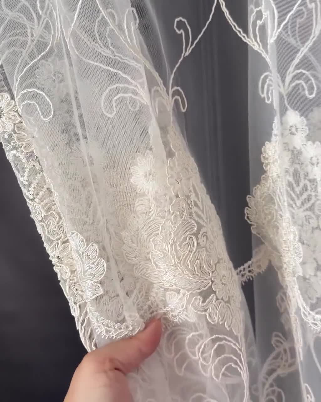 Opulence Arabic Floral Damask Embroidered Sheer Drapes | Custom
