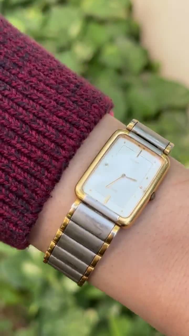 Vintage Seiko ARC Tank Watch | Two Tone Rectangular Quartz Dress