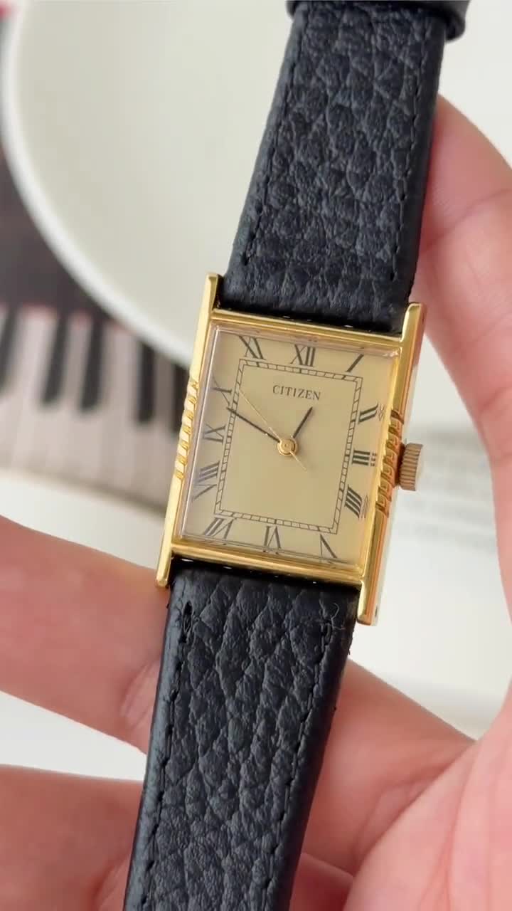 Vintage Citizen Manual Winding Gold Plated Tank Watch, Roman