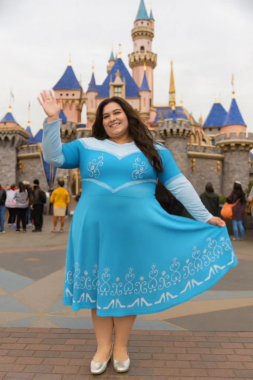 2XS - 6XL Plus Size Princess Costume Cinderella Dress Long Sleeve