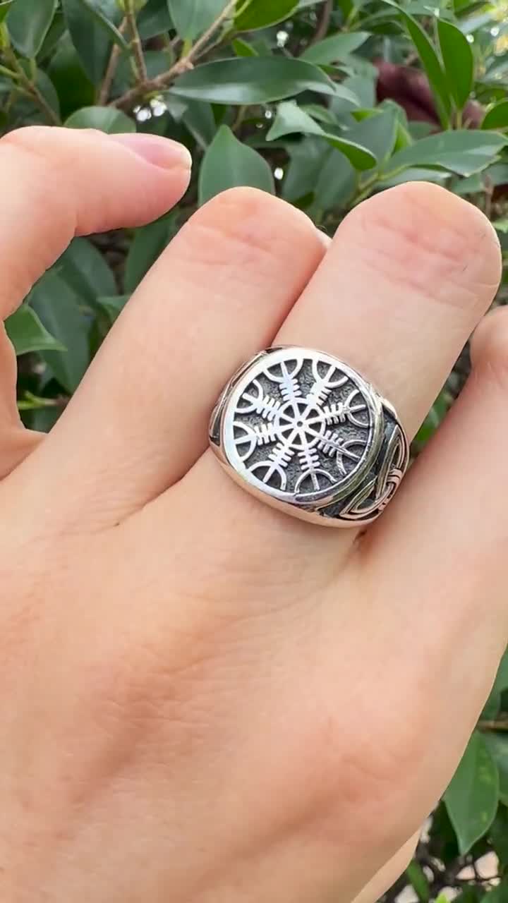 silver925 リング　Sterling silver リング Helm of Awe Ring 925 STERLING SILVER Triquetra Runic Compass Pagan