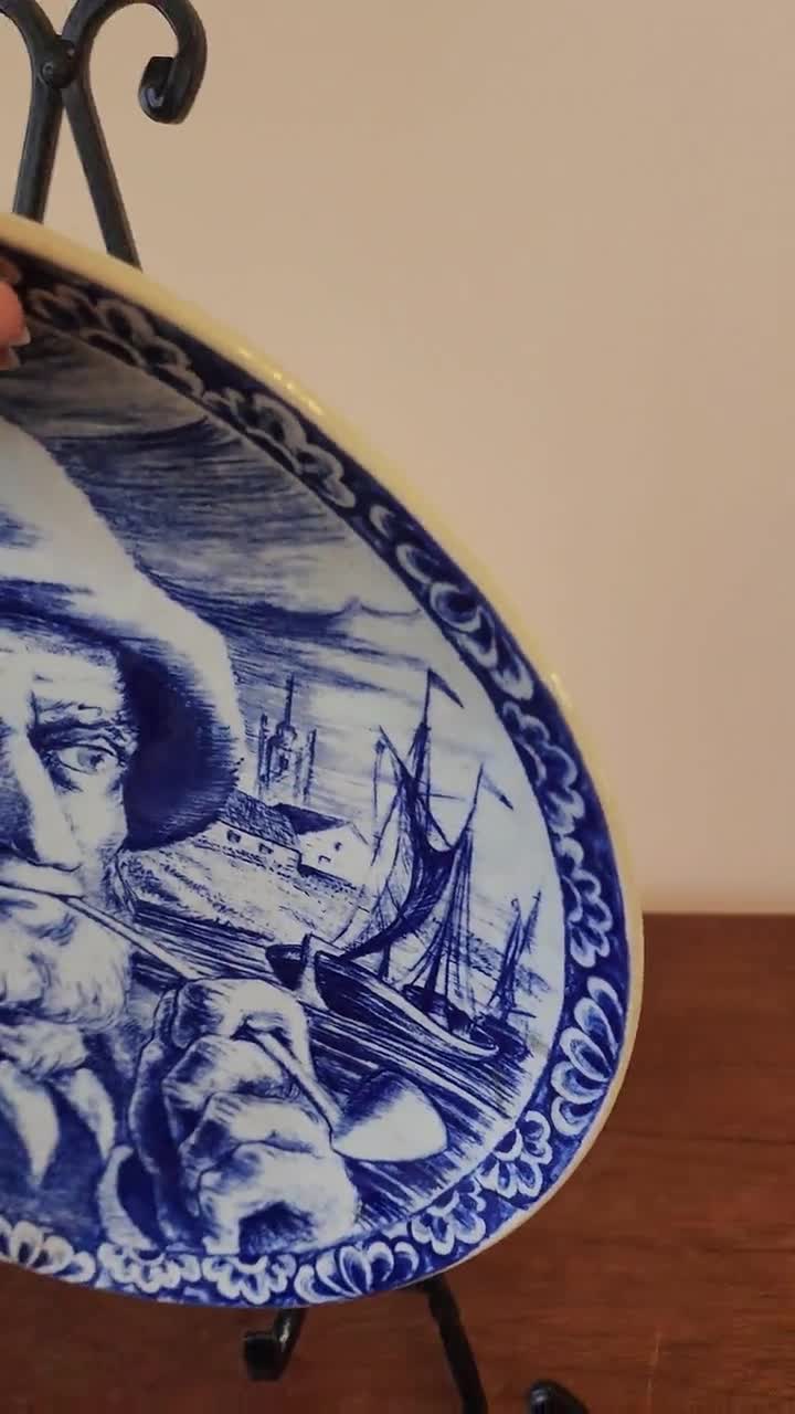 Boch Frères Delft Plate, Belgian Blue and White Pottery, Vintage