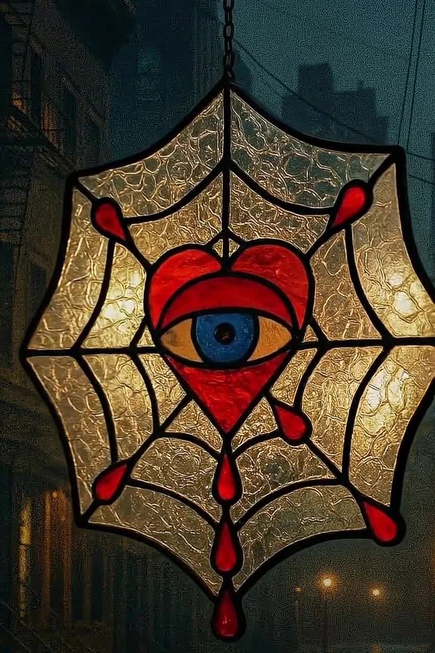 Crying Heart Stained Glass Pattern, Gothic Suncatcher, PDF