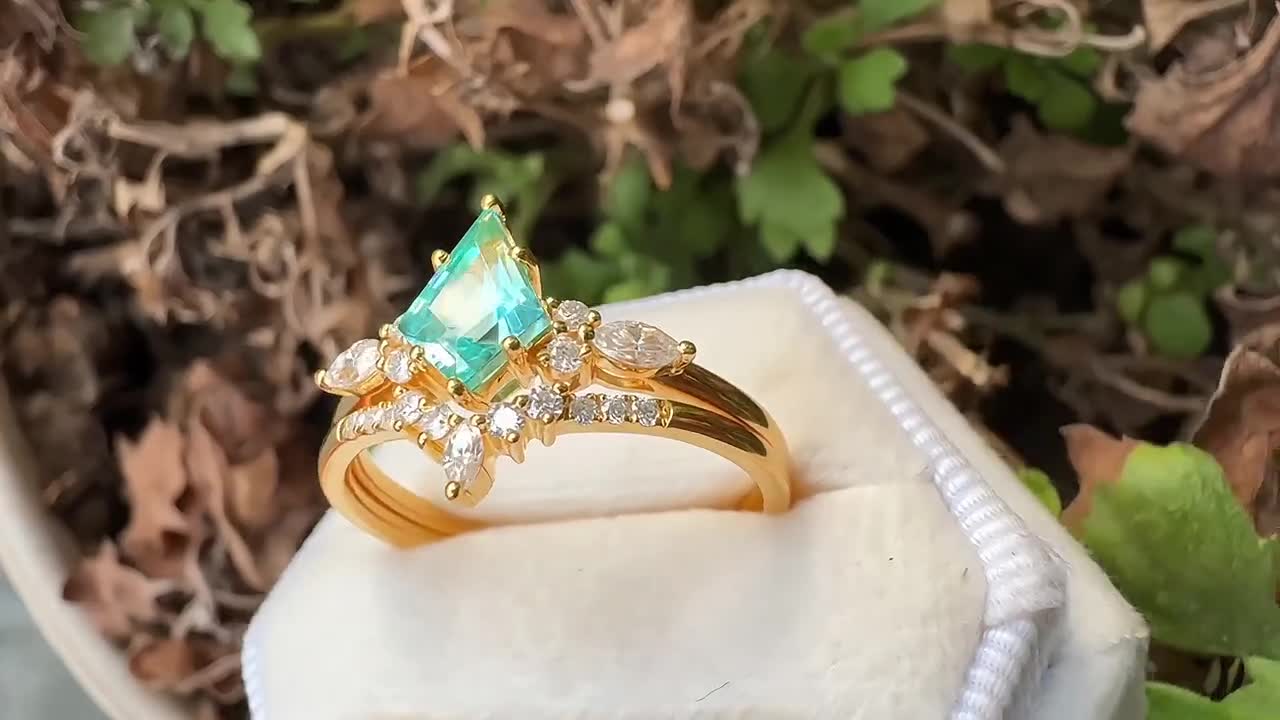 カイト パライバトルマリン ブライダルセット 14K イエローゴールド