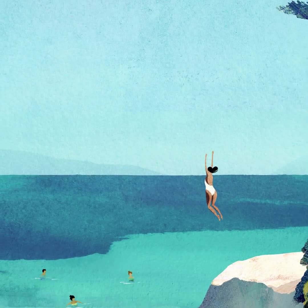 ヘンリー・リバーズ　サーフィン　海　アート Sea Swim Leap Print by Henry Rivers | Sea Swim Wall Art | Seaside