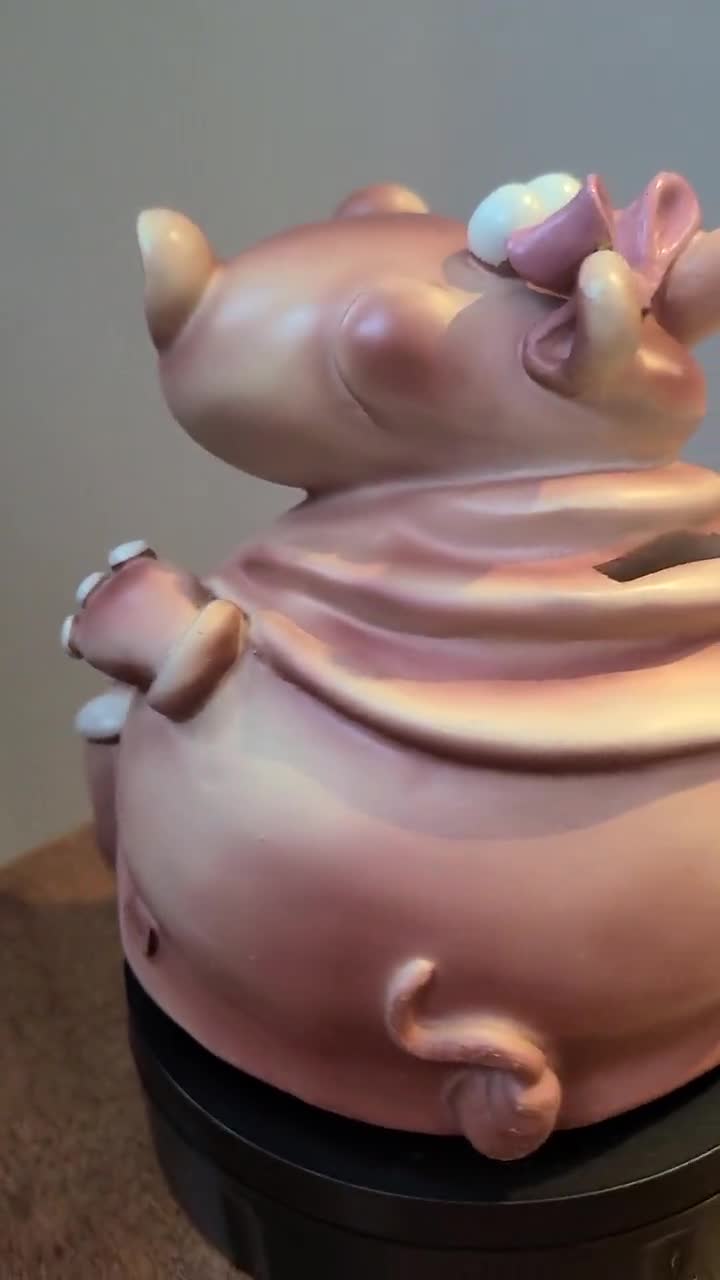 Happy Hippo Piggy Bank W/stopper Vintage 1980's Resin Zoo Animal