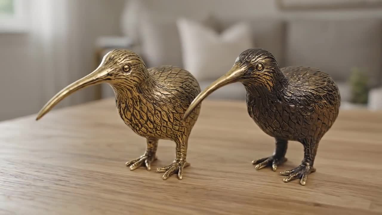 Bronze Kiwi Bird Statue, Antique Animal Sculpture, Home Decor (3.7