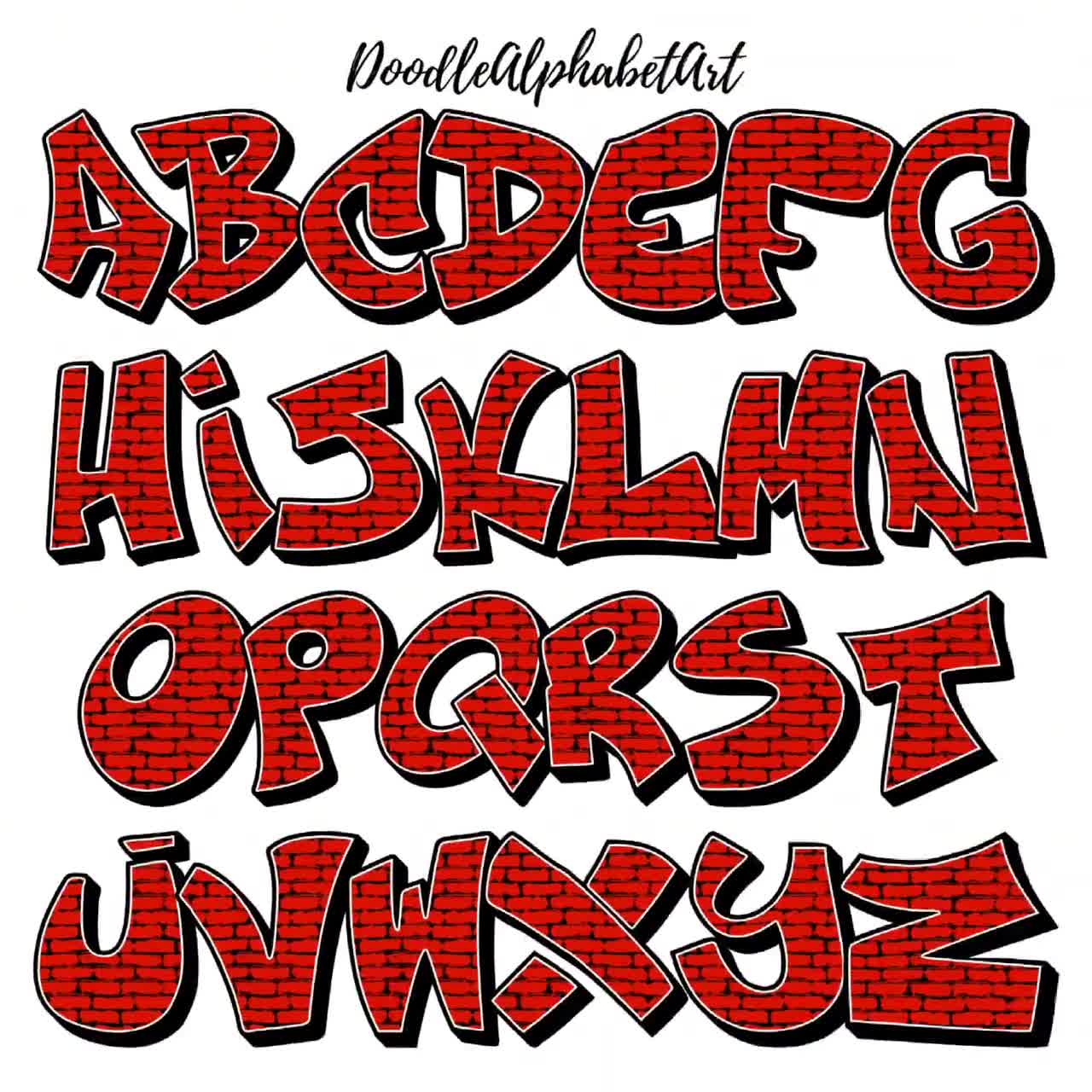 Graffiti Alphabet PNG Bundle: Grunge Brick Style (digital Download
