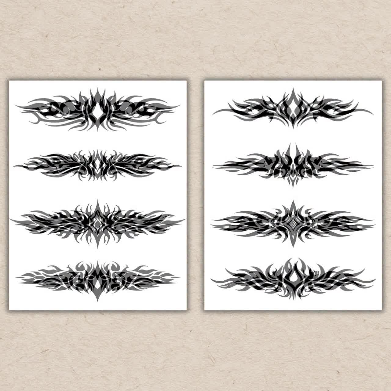 Tribal Flame Tramp Stamp Tattoo Flash Pack 40 Designs – Blackwork