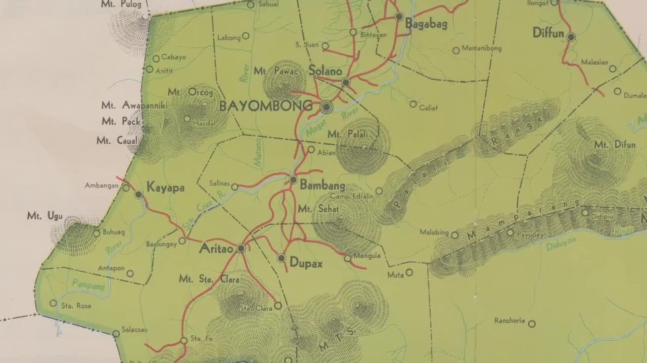 ヌエバ ビスカヤ、フィリピン - 希少な大型ヴィンテージ 1959 地図