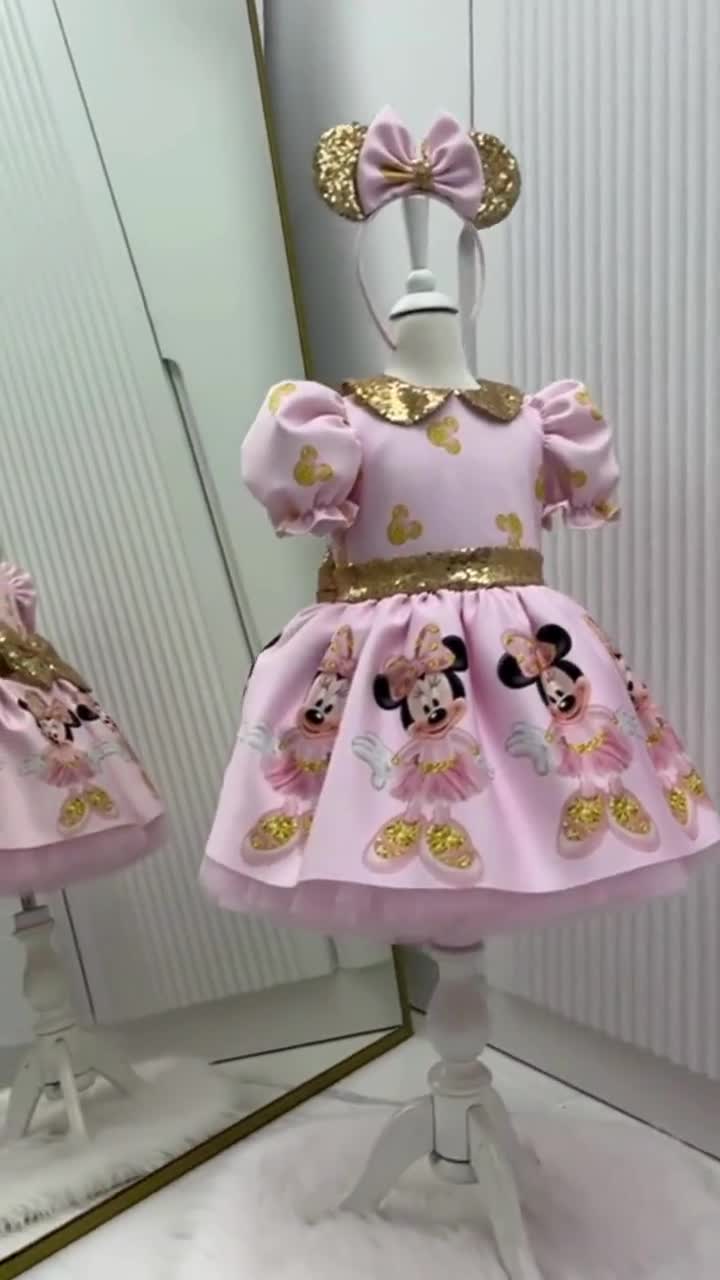 minnie mouse dress pink and gold Cute Dress, Disney For Girl's, Minnie Mouse Themed Birthday Outfit, Birthday Gift For Girls, Christmas Gift s_14