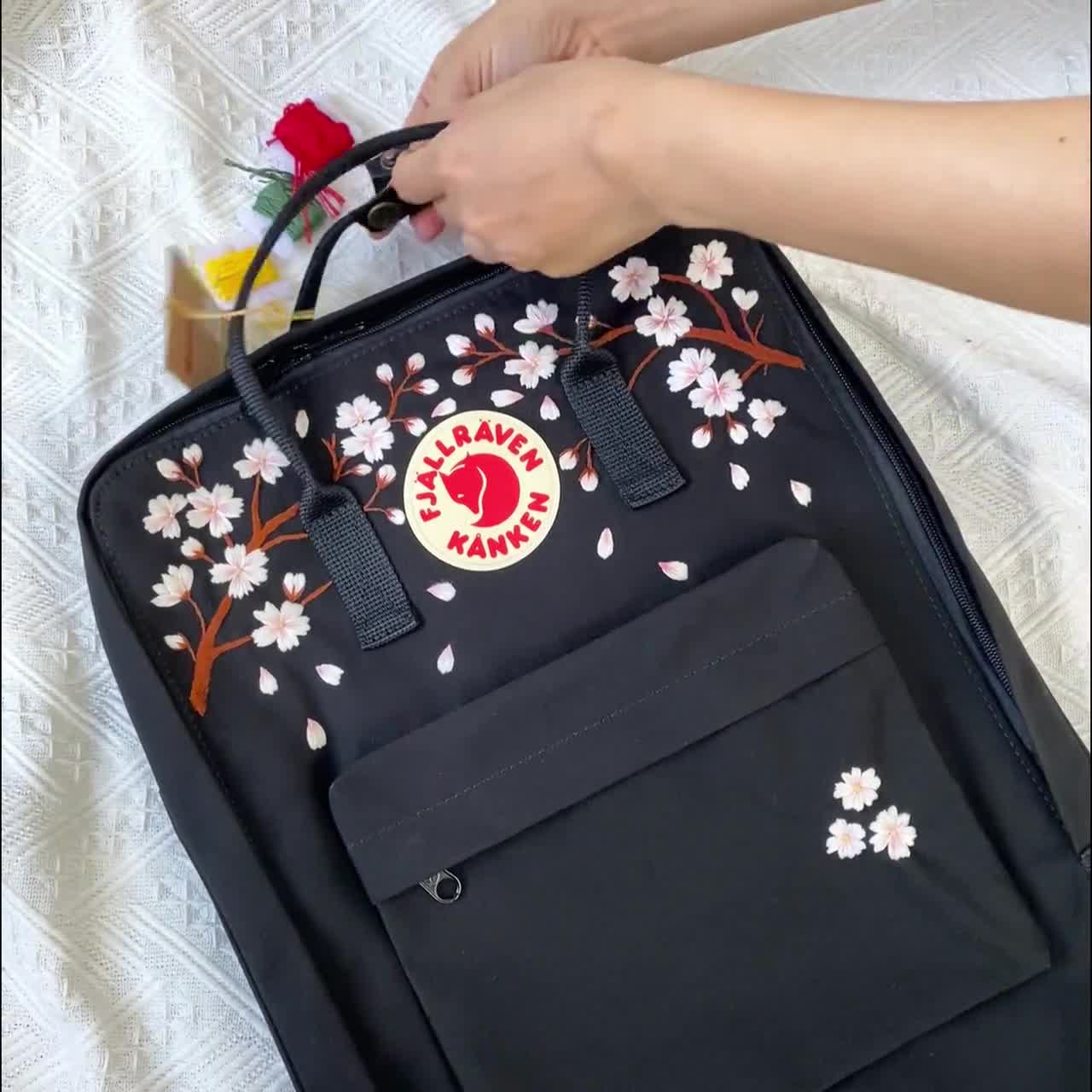 Fjallraven Kanken Cherry Blossom Embroidered Backpack | Sakura